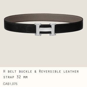 Hermes H Belt Buckle & Reversible Leather Strap 32mm Size 100